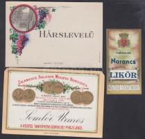 12 db különféle italcímke, különböző méretben