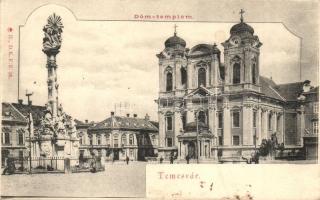 Temesvár, Timisoara; Dóm templom, Szentháromság szobor / dome, trinity statue (ázott / wet damage)