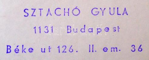 cca 1965 Sztachó Gyula: Malac a vásárban, pecséttel jelzett vintage fotóművészeti alkotás, 37x29 cm