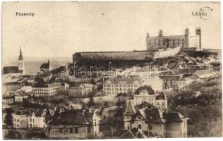 Pozsony, Pressburg, Bratislava; látkép várral / panorama with castle (fa)