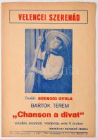 cca 1960-70 Velencei szerenád, "Chanson a divat"énekli: Bodrogi Gyula, nyomtatvány, 25x17cm