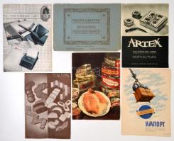 cca 1930-60 Vegyes reklámnyomtatvány tétel, cca 15db, különböző méretben és minőségben