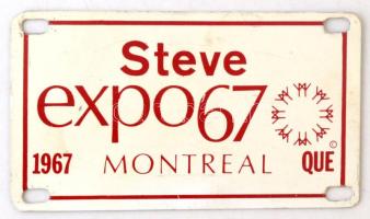 1967 Steve expo67, Montreal, fémtábla, 6x10cm