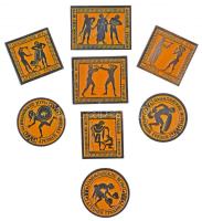 8db klf ókori olimpiai sportágakat ábrázoló, zománcozott, orosz nyelvű jelvény T:2 8pcs of diff enamelled badges about Ancient Olympic Sports in Russian language C:XF