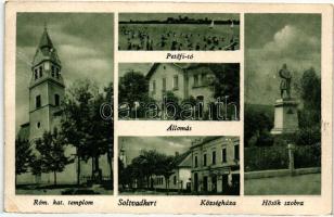 Soltvadkert, Vasútállomás, Hősök szobra, községháza, római katolikus templom, kiadja Genedits Pálné (EK)