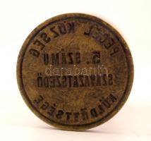 "Pécel község 5. számú szavazatszedő küldöttsége" feliratú réz pecsétnyomó fa fogóval, tet...