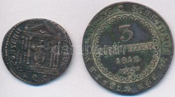 Vegyes: Ausztria 1812A 3kr Cu "I. Ferenc" + Római Birodalom / Maxentius hamis Br follis T:...