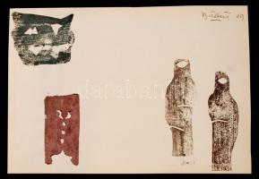 Bálint Endre (1914-1986): Figurák, maszkok. Monotípia, papír, jelzett, 28×41 cm
