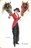My Darlings, horses; Italian art postcard, WSSB 1182. s: Usabal (EK)