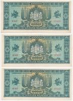 1946. 100.000MP (3x) sorszámkövetők T:II-,III szép papír Adamo P30