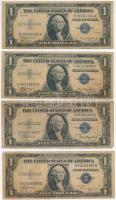 Amerikai Egyesült Államok 1935,1935A,1935B 1$ kék pecséttel (4x) T:III USA 1935,1935A,1935B 1 Dollar with blue seal (4x) C:F