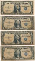 Amerikai Egyesült Államok 1935. 1$ kék pecséttel (4x) T:III fo. USA 1935. 1 Dollar with blue seal (4x) C:F spotted