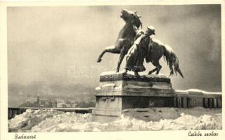 Budapest I. Csikós szobor a várban, télen