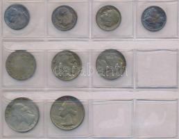 56db-os vegyes külföldi fémpénz gyűjtemény néhány kis ezüstpénzzel gyűrűs albumba rendezve, közte Eg...