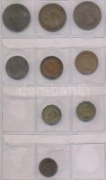 56db-os vegyes külföldi fémpénz gyűjtemény néhány kis ezüstpénzzel gyűrűs albumba rendezve, közte Eg...