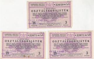 1928. "21. Magyar Királyi Állami Osztálysorsjáték" 2. osztály 1/4 sorsjegy (4x) + 3. osztá...