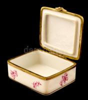 Herendi virágmintás bonbonier, kézzel festett, jelezett(koronás), hibátlan, 10x8x3,5 cm