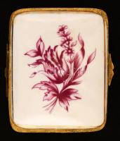 Herendi virágmintás bonbonier, kézzel festett, jelezett(koronás), hibátlan, 10x8x3,5 cm