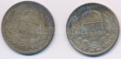 1893KB-1894KB 1K Ag "Ferenc József" (2x) T:2- patina