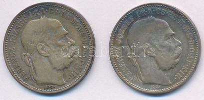 1893KB-1894KB 1K Ag "Ferenc József" (2x) T:2- patina