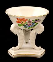 Herendi virágmintás porcelán tartó, kézzel festett, jelzett, hibátlan, m: 9 cm, d: 9 cm