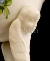 Herendi virágmintás porcelán tartó, kézzel festett, jelzett, hibátlan, m: 9 cm, d: 9 cm