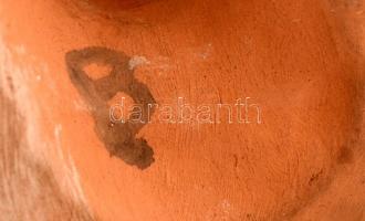 Jelzett (B) őzikés asztali lámpa, kézzel festett mázas kerámia, jó állapotban, m:15 cm (búra nélkül)