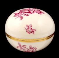 Herendi Eton mintás porcelán bonbonier, kézzel festett, jelzett, hibátlan, m: 6 cm, d: 7,5 cm