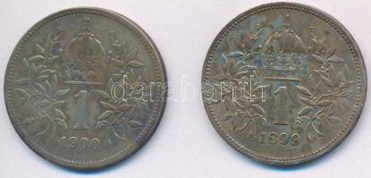 Ausztria 1899-1900. 1K Ag (2x) T:2,2- patina Austria 1899-1900. 1 Corona Ag (2x) C:XF,VF patina