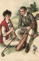 Good bye Summer! / Couple with golf putter, The Knapp Co.  No. 318. s: T. Earl Christy (EB)