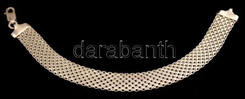 Ezüst(Ag) széles fonott karkötő, jelzett, h: 18,5 cm, nettó: 10,3 g