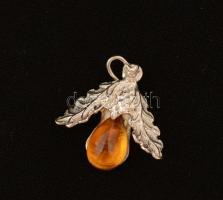 Ezüst(Ag) függő citrin díszítéssel, jelzett, 2x2 cm, bruttó: 3,6 g