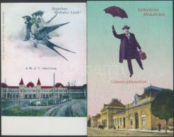 12 db MODERN használatlan reprint képeslap; Miskolc / 12 modern unused reprint Hungarian town-view p...