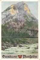 Gesause, Planspitze, Deutscher Schulverein Karte No. 598. / mountain, bridge, s: E. F. Hofecker