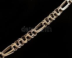 Ezüst(Ag) dupla szemű figaro nyaklánc, jelzett, h: 56 cm, nettó: 30,3 g