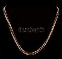 Ezüst(Ag) háromsoros golyós nyaklánc, jelzett, h: 40 cm, nettó: 11,9 g