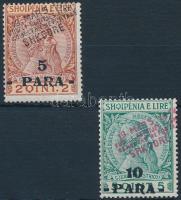 Albánia Shkodra 1915 Szkander bég felülnyomott sor 2 értéke Mi 1b + 2 (Mi EUR 240.-)