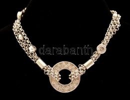 Ezüst(Ag) kövekkel díszített karkötő, állítható hosszúsággal, jelzett, h: 20,5 cm, bruttó: 18,9 g