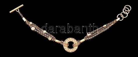 Ezüst(Ag) kövekkel díszített karkötő, állítható hosszúsággal, jelzett, h: 20,5 cm, bruttó: 18,9 g