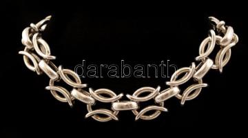 Ezüst(Ag) nagy szemű mintás karlánc, jelzett, h: 18,5 cm, nettó: 29,1 g