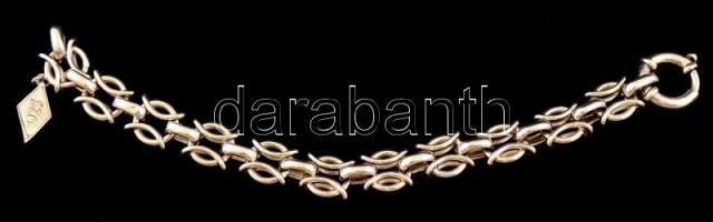 Ezüst(Ag) nagy szemű mintás karlánc, jelzett, h: 18,5 cm, nettó: 29,1 g