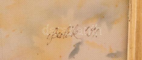 Bulik Csilla (?-): Szeptember végén. Selyemfestés, jelzett, üvegezett keretben, 49×39 cm