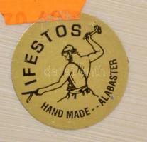 Alabástrom női akt, jelzés nélkül, néhol foltos, 31 cm