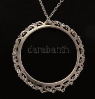 Ezüst(Ag) nyaklánc karika alakú függővel, állítható hosszúságú, jelzett, h: 50 cm, nettó: 4,8 g