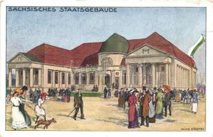 1913 Leipzig, Intern. Baufachausstellung mit Sonderausstellungen, Sächsisches Staatsgebaude / International Building trade exhibition with special exhibitions s: Heinz Dörffel (b)