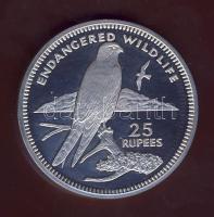 Seychelles 1995. 25R Ag "Veszélyeztetett állatvilág-Vörös vércse" T:PP