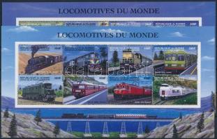 Mozdonyok kisívsor + blokksor Locomotives mini sheet set + blockset