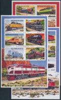 Locomotives set + mini sheet set + blockset Mozdonyok a világ minden tájáról sor + kisívsor + blokks...