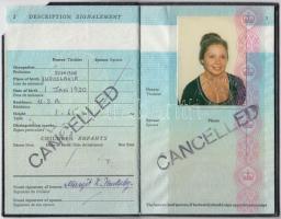 1981 Egyesült Királyság útlevele jugoszláv születésű hölgy  (Nemzetes vitéz Huckaby K. Margit)  rész...