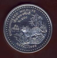 Nepál 1993. 500R Ag "Veszélyeztetett állatvilág-tigris" T:PP